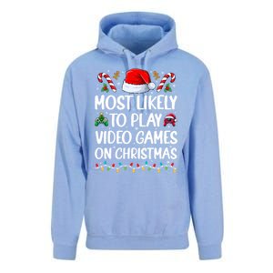 Funny Gamer Most Likely To Play Video Games On Christmas Unisex Surf Hoodie