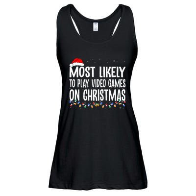 Funny Gamer Most Likely To Play Video Games On Christmas  Ladies Essential Flowy Tank