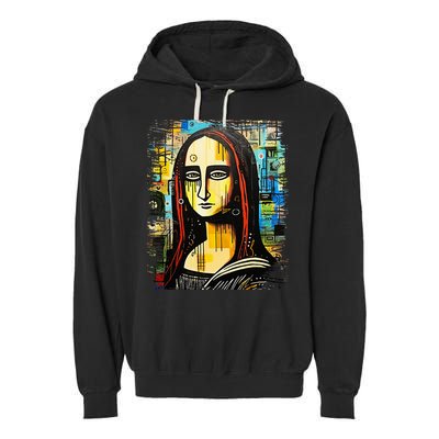 Funny Gothic Mona Lisa 90s Pop Art Graffiti Style Aesthetic Garment-Dyed Fleece Hoodie