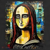 Funny Gothic Mona Lisa 90s Pop Art Graffiti Style Aesthetic 7 Panel Mesh Trucker Snapback Hat