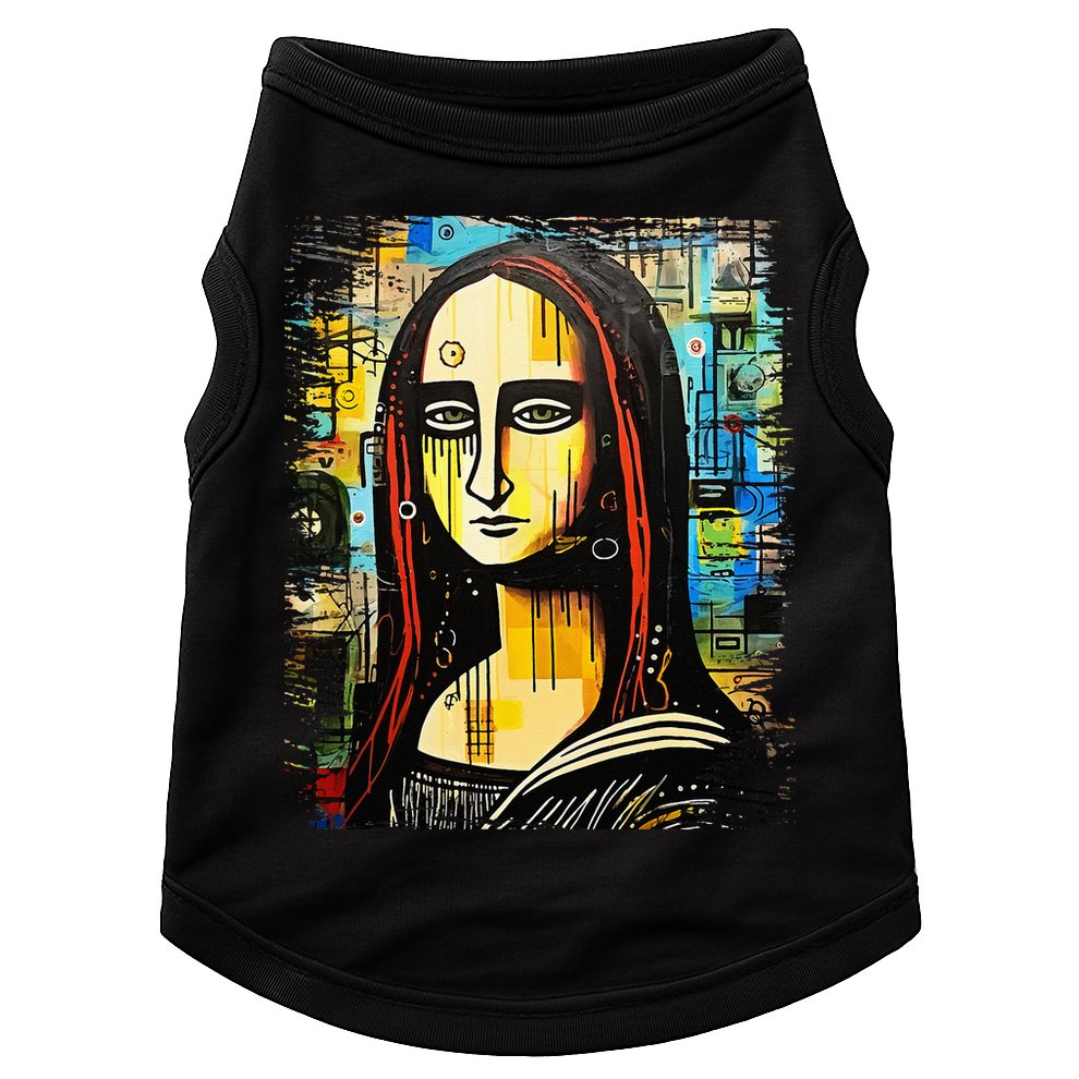 Funny Gothic Mona Lisa 90s Pop Art Graffiti Style Aesthetic Doggie Tank