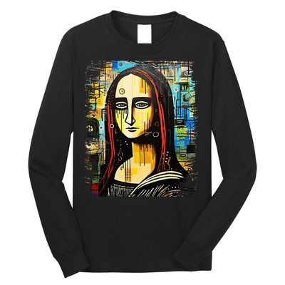 Funny Gothic Mona Lisa 90s Pop Art Graffiti Style Aesthetic Long Sleeve Shirt