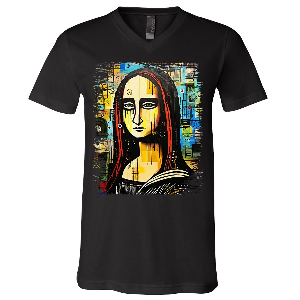 Funny Gothic Mona Lisa 90s Pop Art Graffiti Style Aesthetic V-Neck T-Shirt