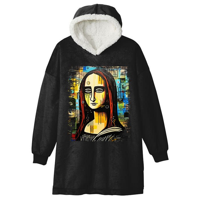 Funny Gothic Mona Lisa 90s Pop Art Graffiti Style Aesthetic Hooded Wearable Blanket