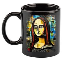 Funny Gothic Mona Lisa 90s Pop Art Graffiti Style Aesthetic 11oz C Handle Ceramic Mug