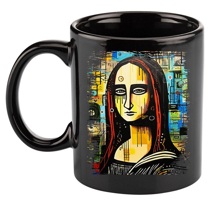 Funny Gothic Mona Lisa 90s Pop Art Graffiti Style Aesthetic 11oz C Handle Ceramic Mug