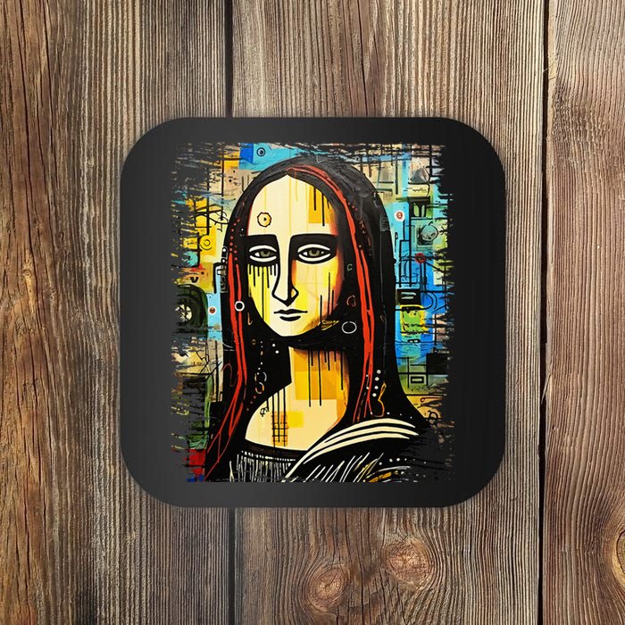 Funny Gothic Mona Lisa 90s Pop Art Graffiti Style Aesthetic Coaster