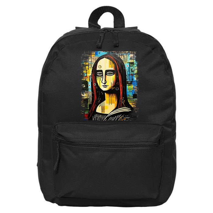 Funny Gothic Mona Lisa 90s Pop Art Graffiti Style Aesthetic 16 in Basic Backpack