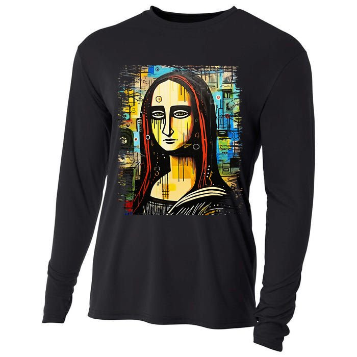 Funny Gothic Mona Lisa 90s Pop Art Graffiti Style Aesthetic Cooling Performance Long Sleeve Crew