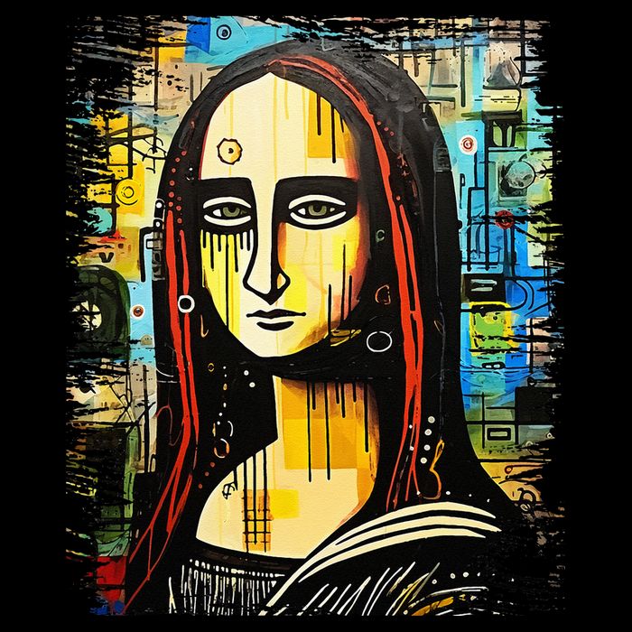 Funny Gothic Mona Lisa 90s Pop Art Graffiti Style Aesthetic Cooling Performance Long Sleeve Crew
