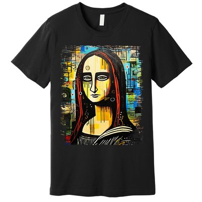 Funny Gothic Mona Lisa 90s Pop Art Graffiti Style Aesthetic Premium T-Shirt