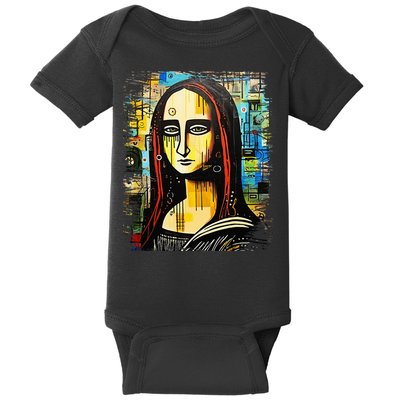 Funny Gothic Mona Lisa 90s Pop Art Graffiti Style Aesthetic Baby Bodysuit