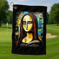 Funny Gothic Mona Lisa 90s Pop Art Graffiti Style Aesthetic Golf Towel
