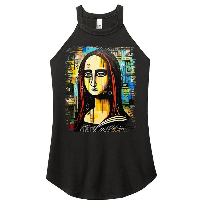 Funny Gothic Mona Lisa 90s Pop Art Graffiti Style Aesthetic Women's Perfect Tri Rocker Tank