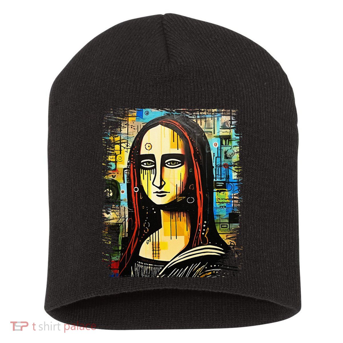 Funny Gothic Mona Lisa 90s Pop Art Graffiti Style Aesthetic Short Acrylic Beanie