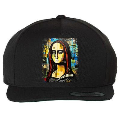 Funny Gothic Mona Lisa 90s Pop Art Graffiti Style Aesthetic Wool Snapback Cap
