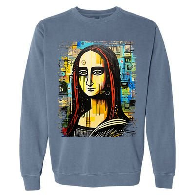 Funny Gothic Mona Lisa 90s Pop Art Graffiti Style Aesthetic Garment-Dyed Sweatshirt