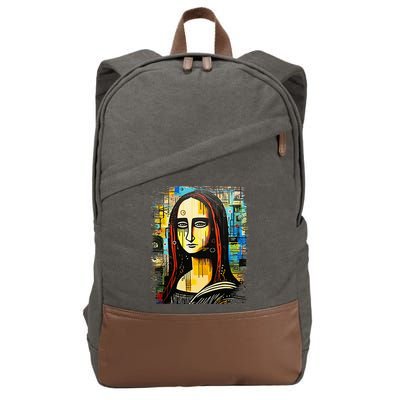 Funny Gothic Mona Lisa 90s Pop Art Graffiti Style Aesthetic Cotton Canvas Backpack