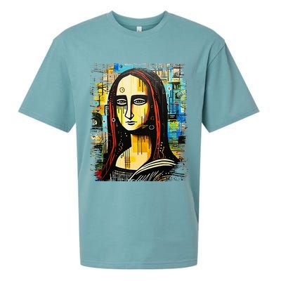 Funny Gothic Mona Lisa 90s Pop Art Graffiti Style Aesthetic Sueded Cloud Jersey T-Shirt