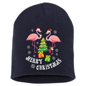 Flamingo Gift Merry Christmas Short Acrylic Beanie