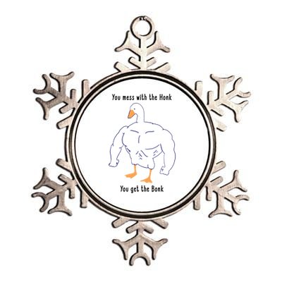 Funny Goose Mess With The Honk You Get The Bonk Goose Meme Metallic Star Ornament