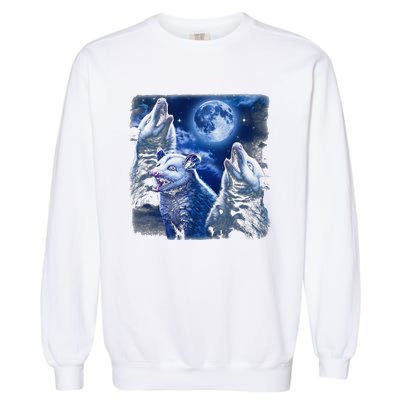 Funny Graphic Moons Opossum Starry Night & Opossums Possum Animals Garment-Dyed Sweatshirt