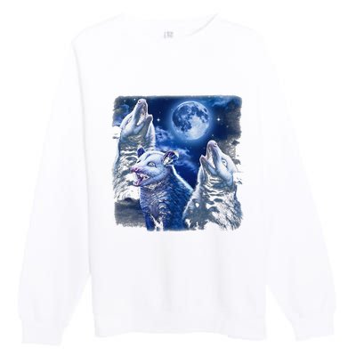 Funny Graphic Moons Opossum Starry Night & Opossums Possum Animals Premium Crewneck Sweatshirt