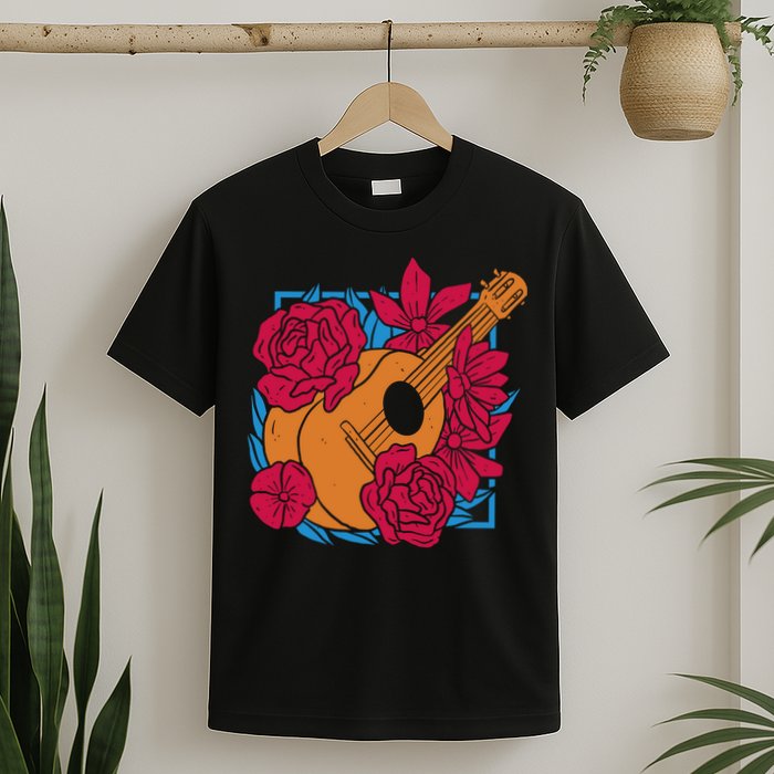 Floral Guitar Music T-Shirt
