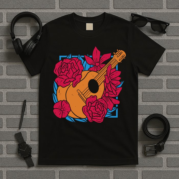 Floral Guitar Music T-Shirt