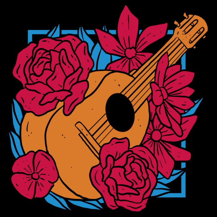Floral Guitar Music T-Shirt