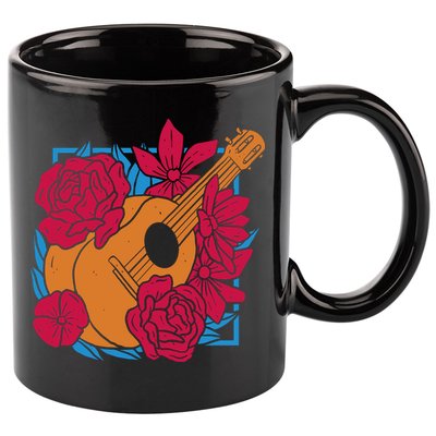 Floral Guitar Music 11oz C Handle Ceramic Mug