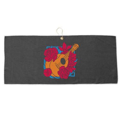 Floral Guitar Music Large Microfiber Waffle Golf Towel