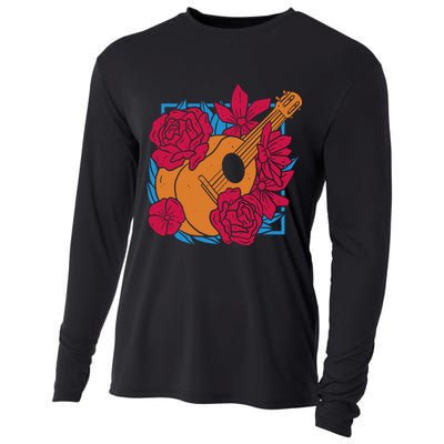 Floral Guitar Music Cooling Performance Long Sleeve Crew
