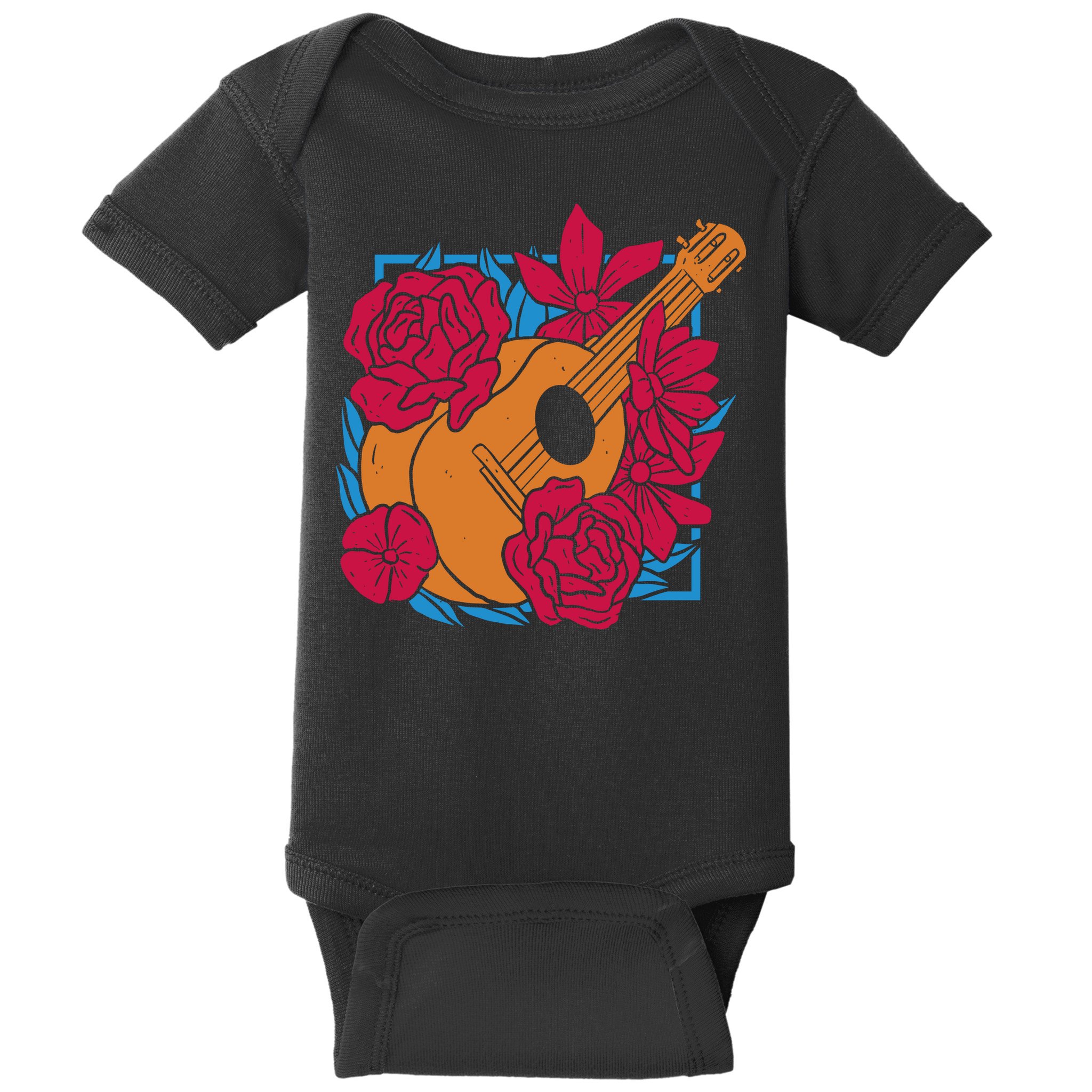 Floral Guitar Music Baby Bodysuit