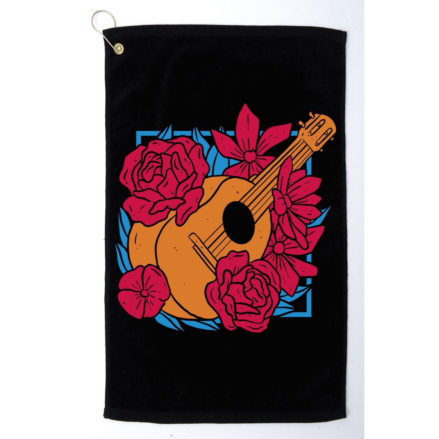 Floral Guitar Music Golf Towel
