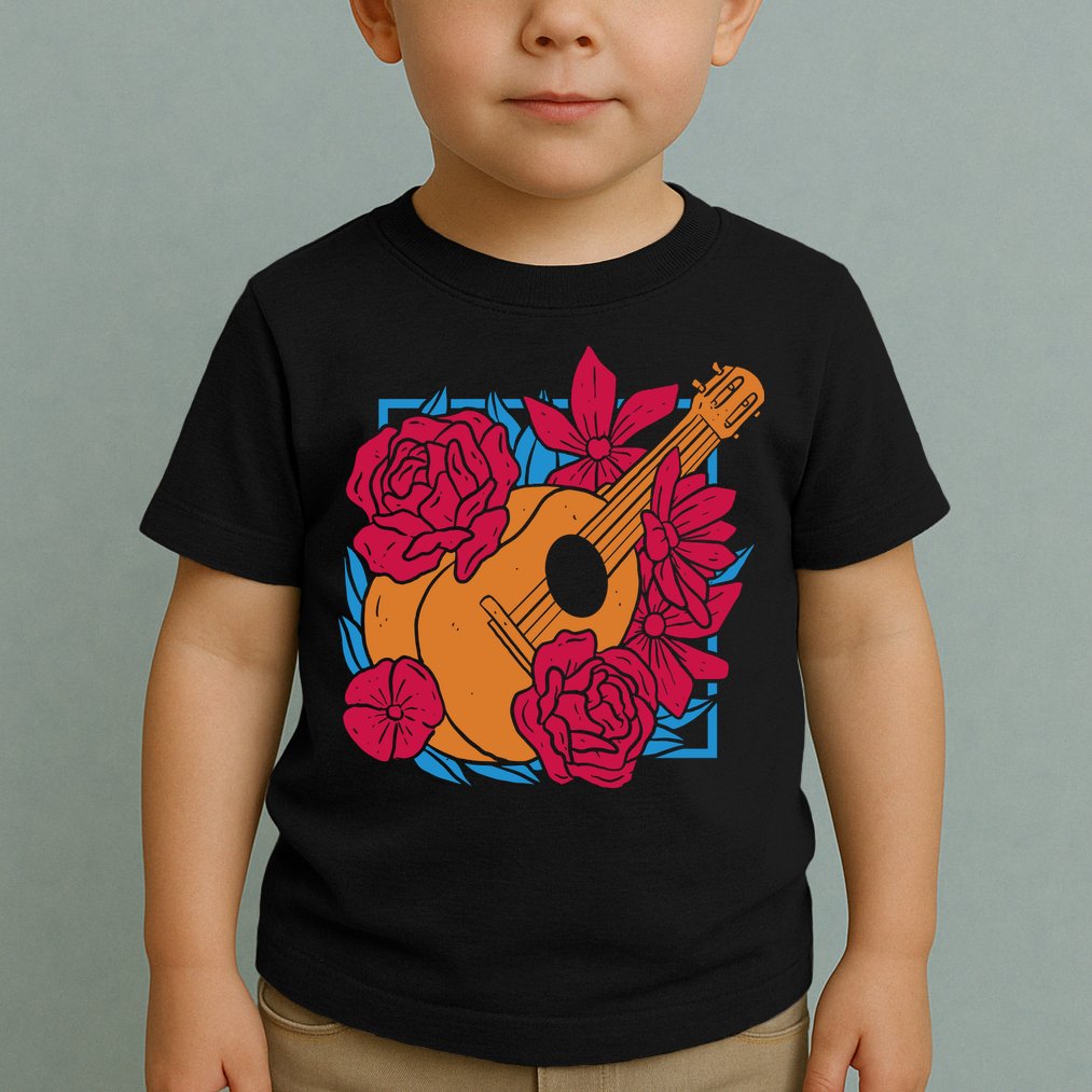 Floral Guitar Music Toddler T-Shirt