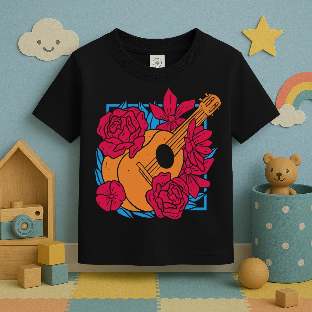 Floral Guitar Music Toddler T-Shirt
