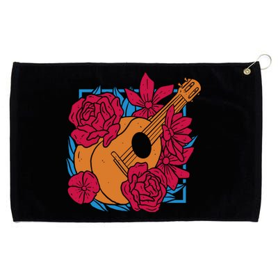 Floral Guitar Music Grommeted Golf Towel