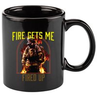 Fire Gets Me Fired Up Fire Rescue Firefighting Firefighter Gift 11oz C Handle Ceramic Mug