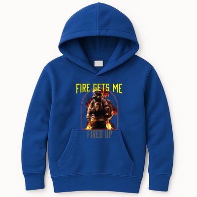 Fire Gets Me Fired Up Fire Rescue Firefighting Firefighter Gift Kids Hoodie