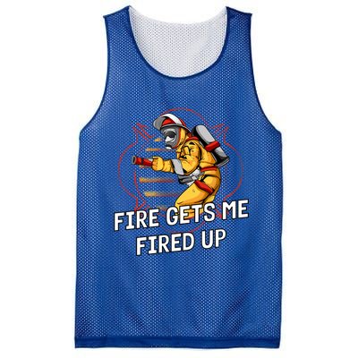 Fire Gets Me Fired Up Funny Firefighter Humor Fire Memes Funny Gift Mesh Reversible Basketball Jersey Tank