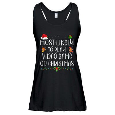 Funny Gamer Most Likely To Play Video Games On Christmas Gift Ladies Essential Flowy Tank