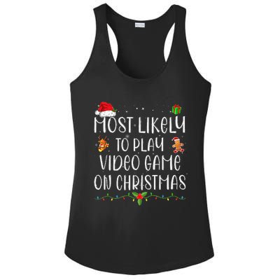 Funny Gamer Most Likely To Play Video Games On Christmas Gift Ladies PosiCharge Competitor Racerback Tank