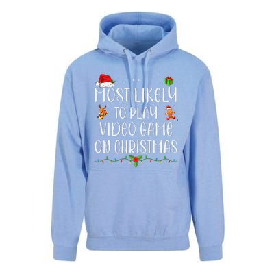 Funny Gamer Most Likely To Play Video Games On Christmas Gift Unisex Surf Hoodie