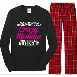 Funny Grandma Mothers Day Tee With Memaw Design Cute Gift Long Sleeve Pajama Set