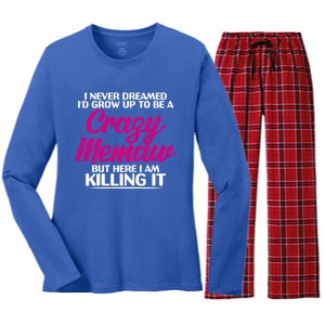 Funny Grandma Mothers Day Tee With Memaw Design Cute Gift Women's Long Sleeve Flannel Pajama Set 