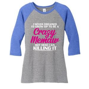 Funny Grandma Mothers Day Tee With Memaw Design Cute Gift Women's Tri-Blend 3/4-Sleeve Raglan Shirt