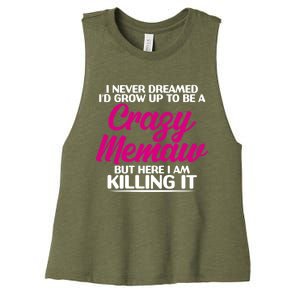 Funny Grandma Mothers Day Tee With Memaw Design Cute Gift Women's Racerback Cropped Tank