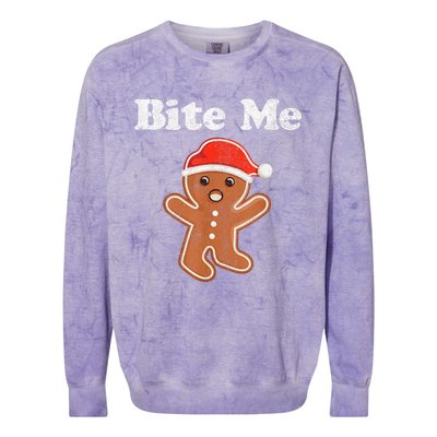 Funny Gingerbread Man Bite Me Christmas Cookie Costume Colorblast Crewneck Sweatshirt