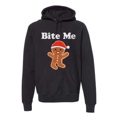 Funny Gingerbread Man Bite Me Christmas Cookie Costume Premium Hoodie